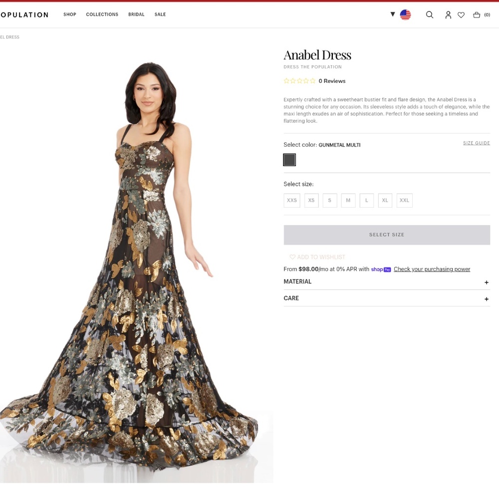 Dress the Population Anabel Dress  XL NWT